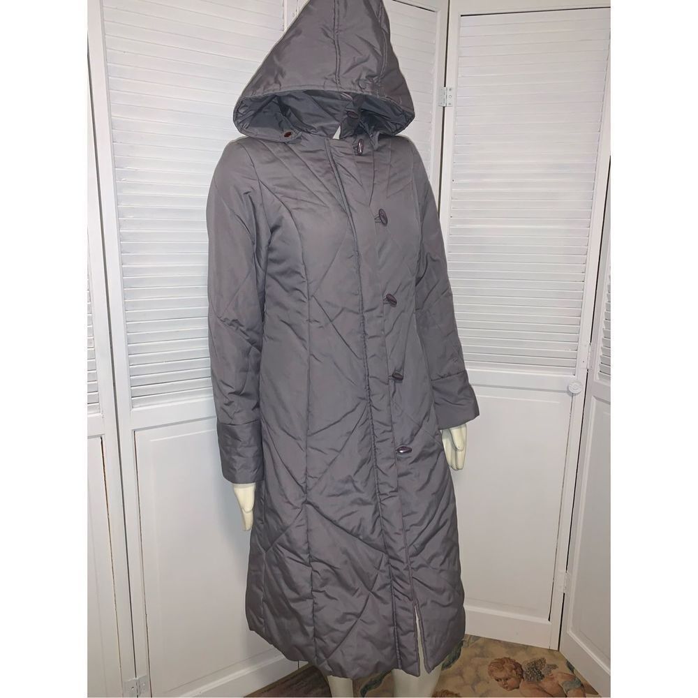 ‎Vintage Quilted Puffer Hooded Trench Coat Size Medium